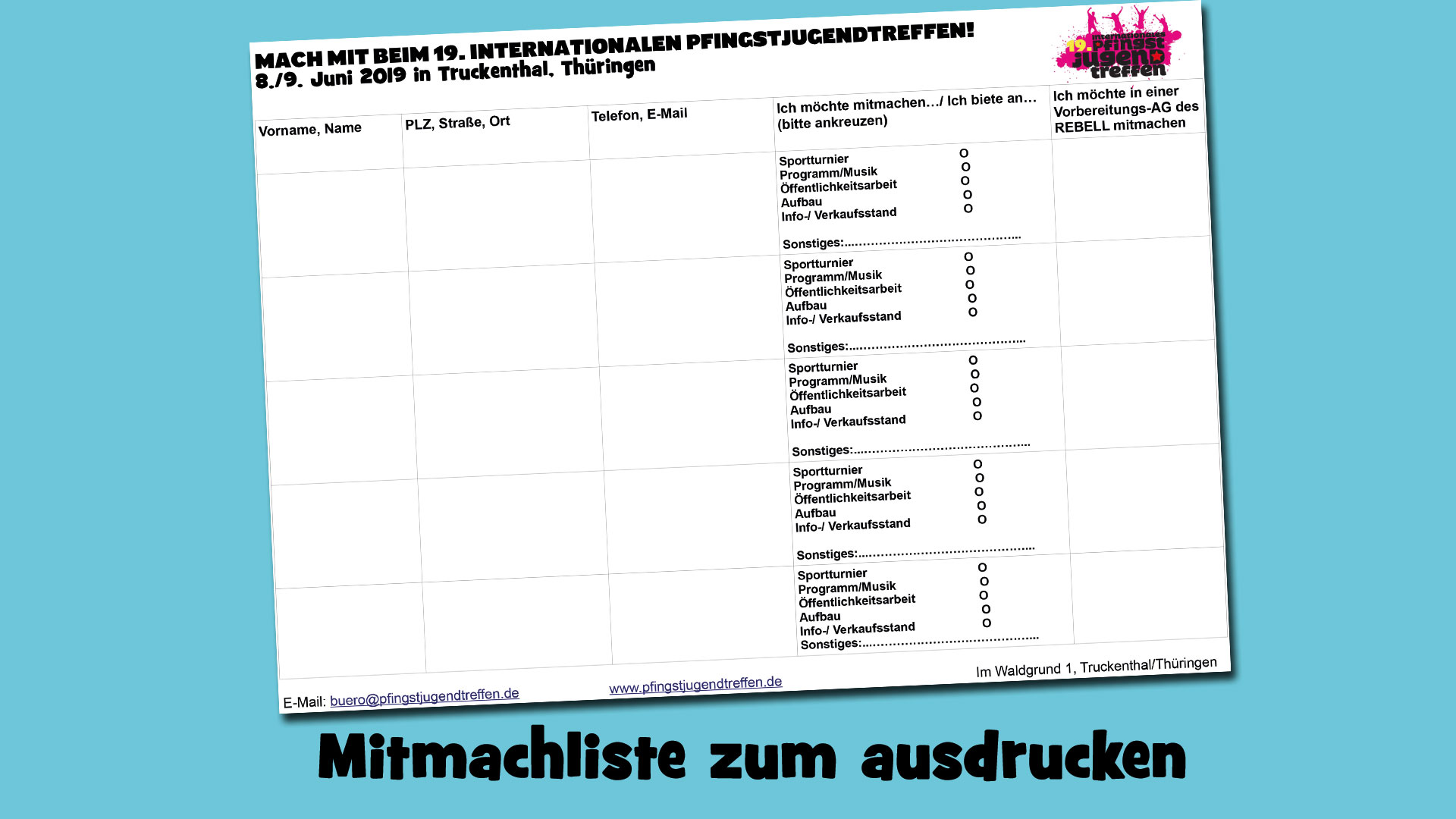 Mitmachlisten zum Ausdrucken